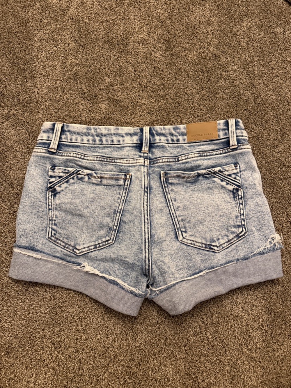 Buckle Black Denim Shorts - Picture 2 of 5
